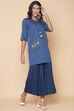 Blue Cotton Straight Printed Kurta image number 3