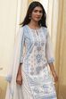 Off-White and Pink Cotton Straight Suit Set image number 7
