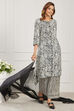 Black Rayon Printed Straight Suit Set