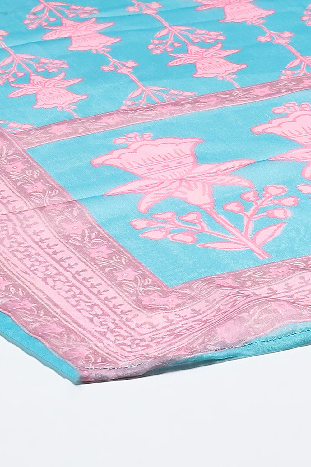 Indigo Chanderi Silk Unstitched Suit Set image number 4