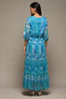 Black Cotton Blend Tiered Printed Dress image number 4