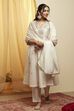 Off-White Embroidered Polyester Kurta Set image number 0