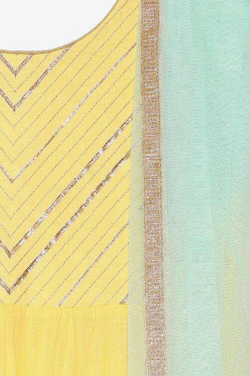 Yellow Cotton Anarkali Suit image number 1