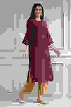 Berry Dyed Straight Kurta image number 4