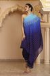 Blue Ombre Pure Chinnon Printed One Shoulder Kurta Set image number 0