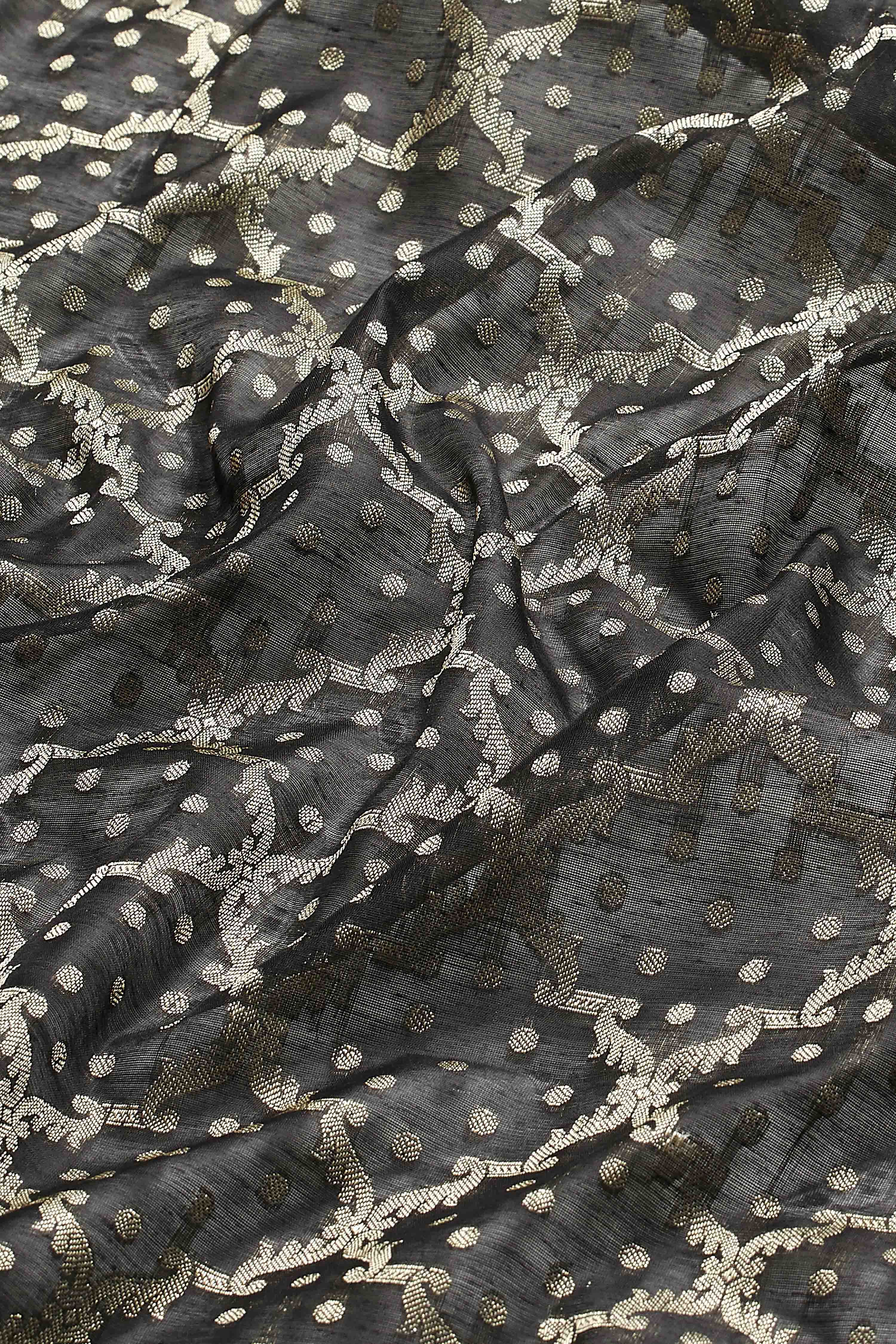 Black Poly Woven Design Dupatta image number 2