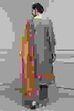 Assorted Chanderi Blend Printed Embroidered Unstitched Suit Set image number 5