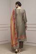 Assorted Chanderi Blend Printed Embroidered Unstitched Suit Set image number 5