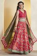 Red Cotton Gathered Lehenga Set image number 0