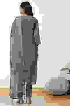 Grey Chanderi Hand Embroidered Unstitched Suit Set image number 3