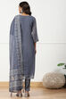 Grey Chanderi Hand Embroidered Unstitched Suit Set image number 3