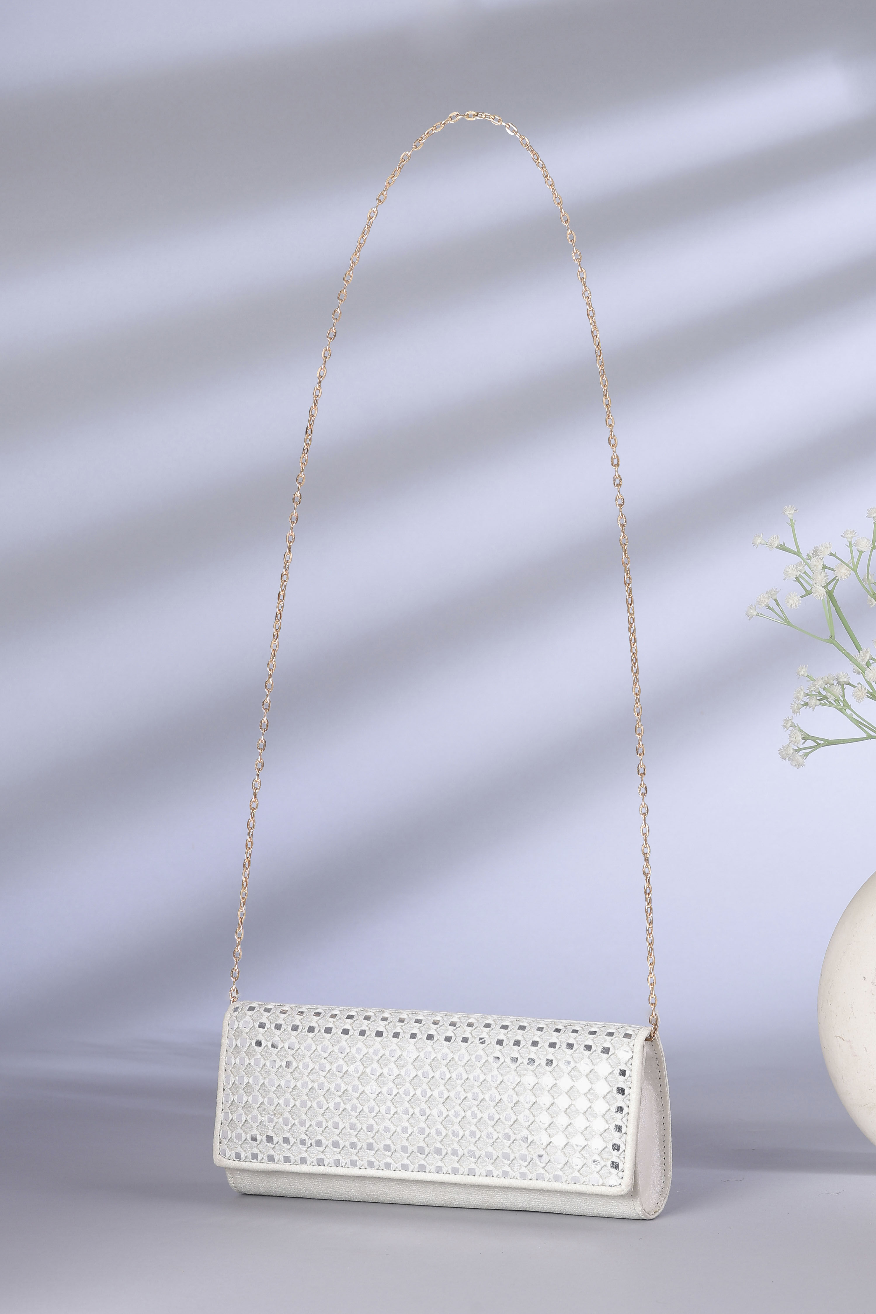 Ivory Mirror Work Clutch image number 0