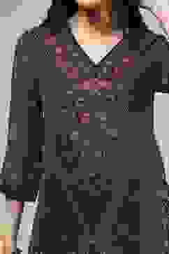 Charcoal Black Printed Straight Suit Set image number 1