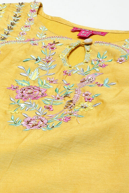 Yellow Poly Cotton Sharara Kurta Garara Suit Set image number 1