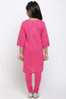 Pink Cotton Straight Kurta Churidar Suit Set image number 5