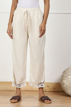 Cream Rayon Regular Solid Palazzo image number 4