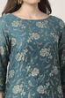 Peacock Green Printed Straight Kurta Regular Pants Suit Set image number 1