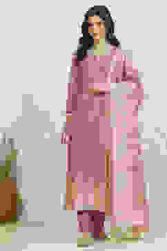 Mauve Chanderi  Unstitched Suit Set image number 7