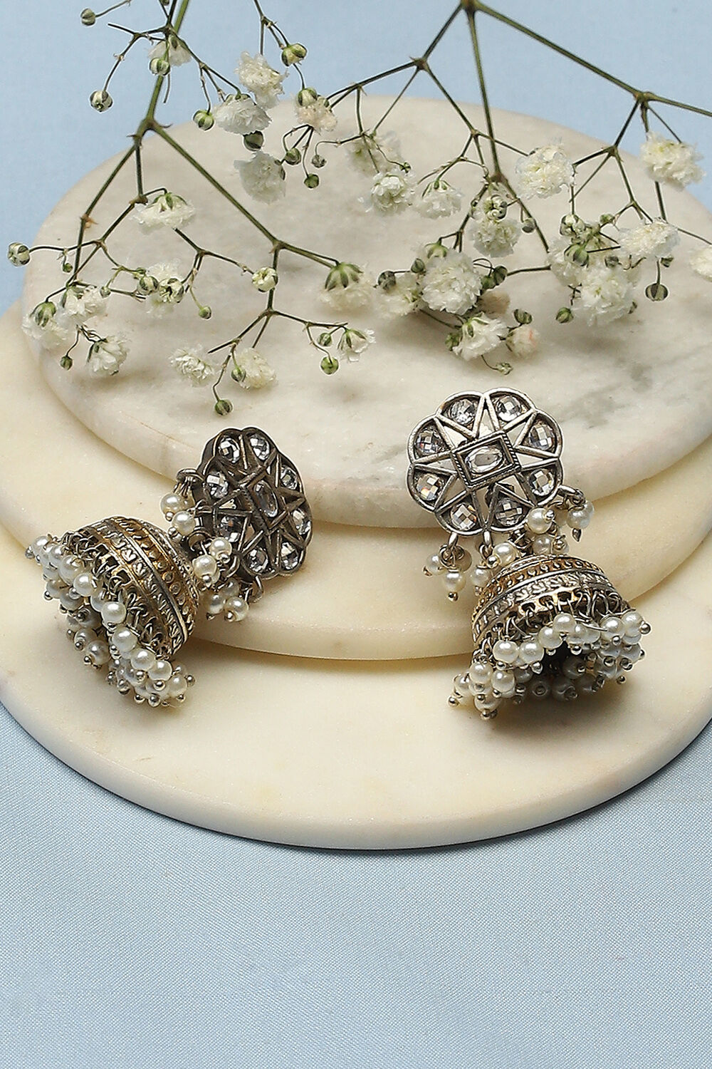 Gold Silver Brass Earrings image number 0