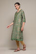 Green Poly Viscose Straight Printed Kurta image number 2
