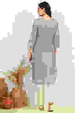 Teal Cotton Unstitched Suit Set image number 5