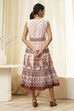 White and Rust Cotton Tiered Dress image number 3