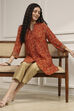 Rust Viscose Rayon Relaxed Printed Shirt image number 0