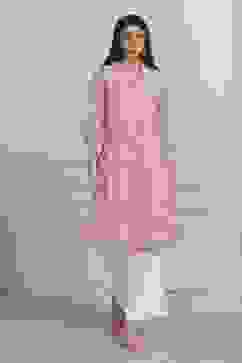 Pink Cotton Straight Kurta image number 5