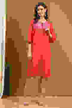 Pink Viscose Blend Straight Kurta image number 5