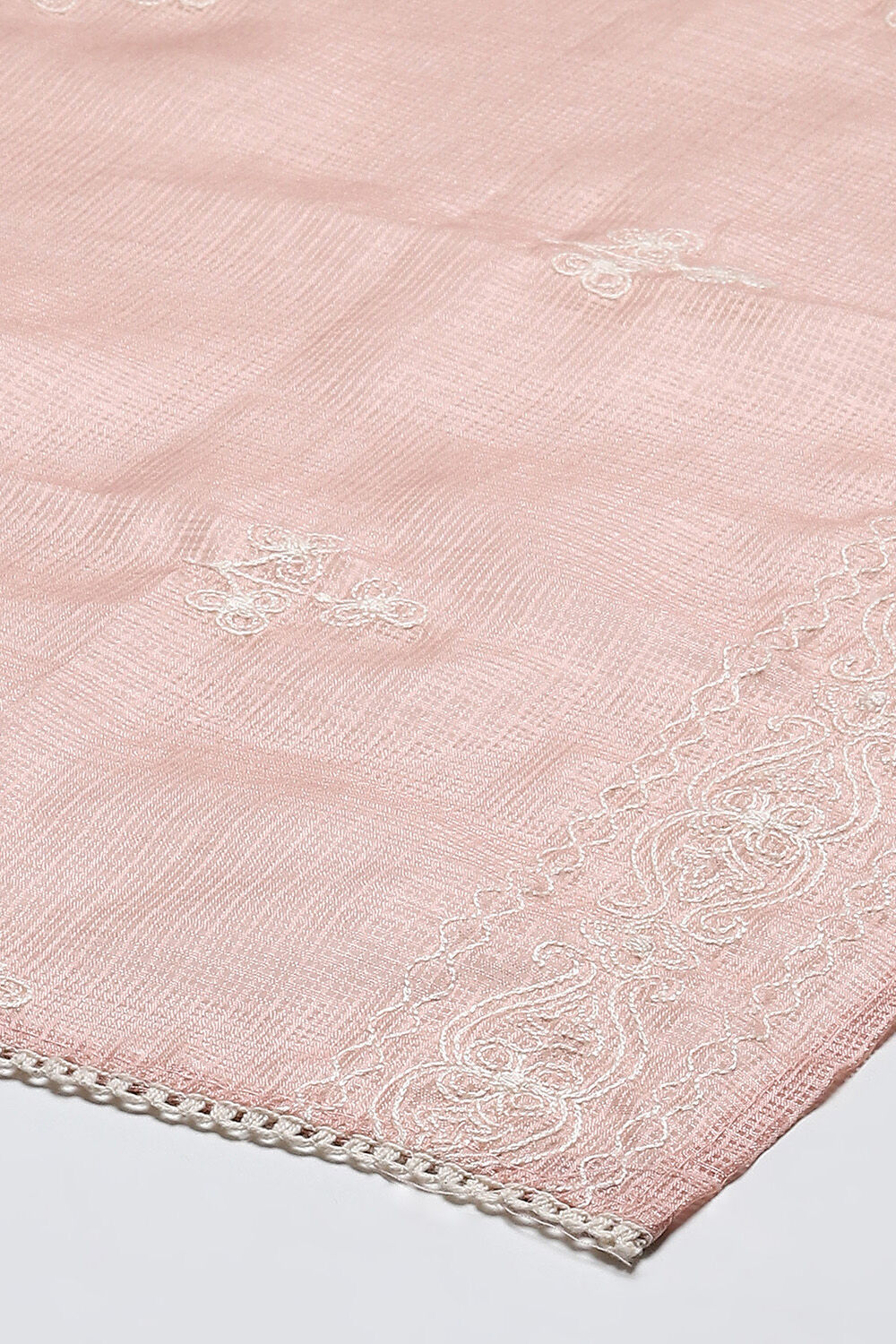 Peach Cotton Blend Printed Unstitched Suit Set image number 4