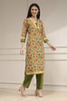 Green Tussar Digital Print Unstitched Suit Set image number 6