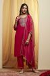 Fuschia Viscose Rayon Straight Suit Set image number 6