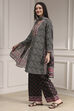 Black Cotton Printed Straight Suit Set image number 3