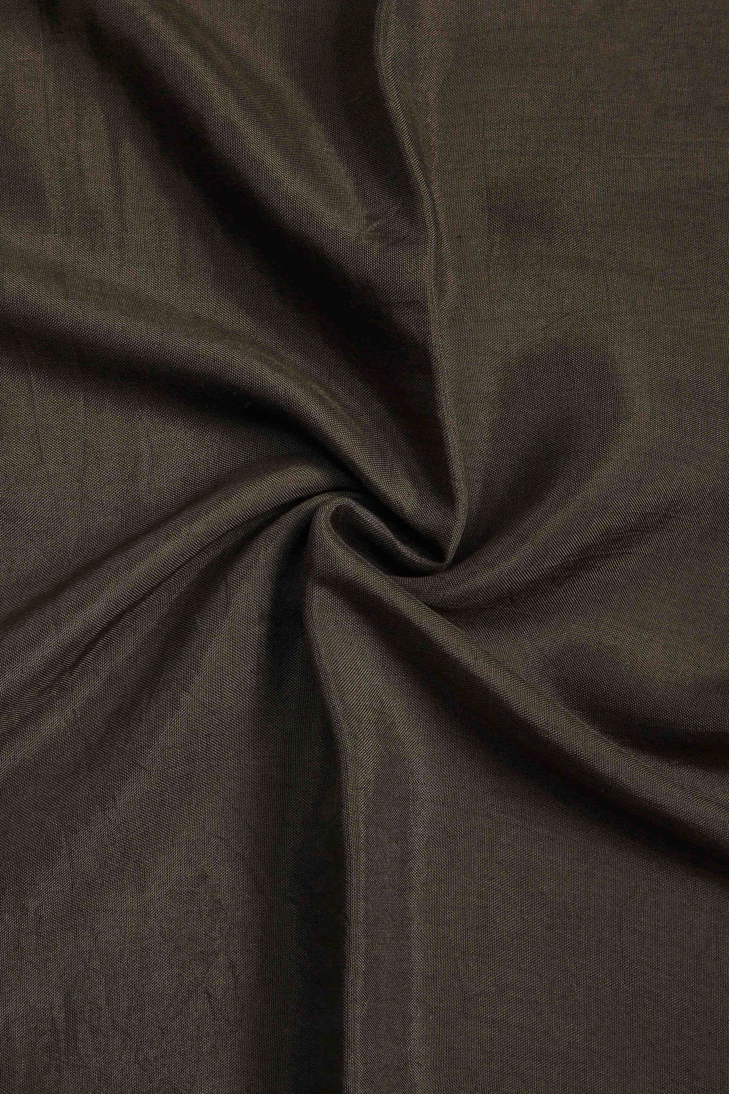 Brown Chanderi Rajasthani Print Unstitched Suit Set image number 2