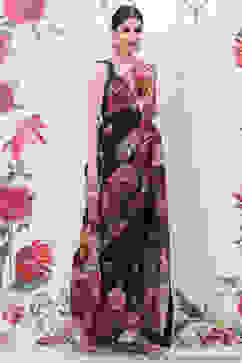 Rohit Bal Black Cotton Silk Printed Saree image number 2