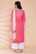 Black Cotton Straight Kurta Flared Palazzo Suit Set image number 8