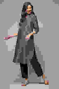 Teal Viscose Straight Printed Kurta image number 0