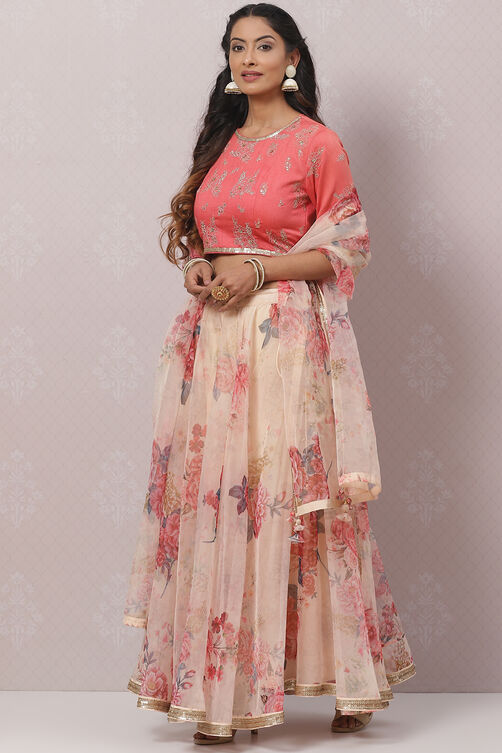Mango Yellow Poly Cotton Lehenga Set image number 5