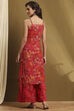 Rust Floral Printed Straight Suit Set image number 4