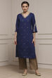 Blue Viscose Rayon Straight Kurta