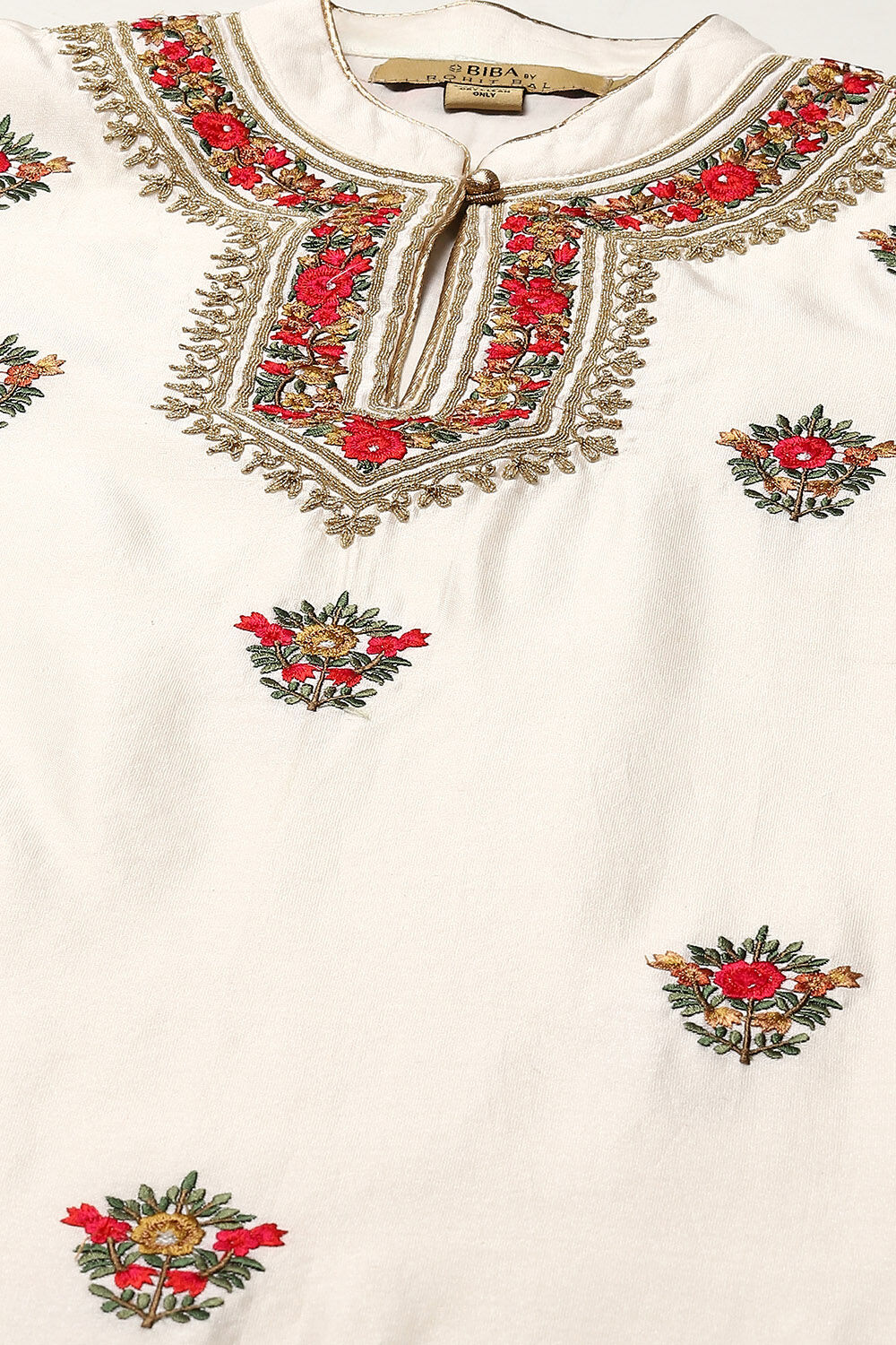 Rohit Bal Off White Cotton Blend Straight Kurta Suit Set image number 1