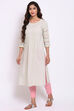Mint Green Cotton Flax Kurta image number 2