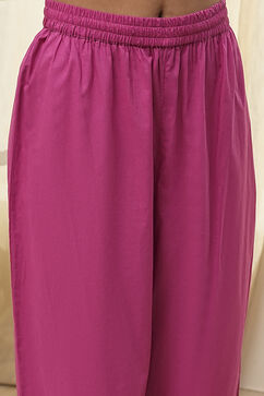 Onion Pink Cotton Printed Anarkali Suit Set image number 2