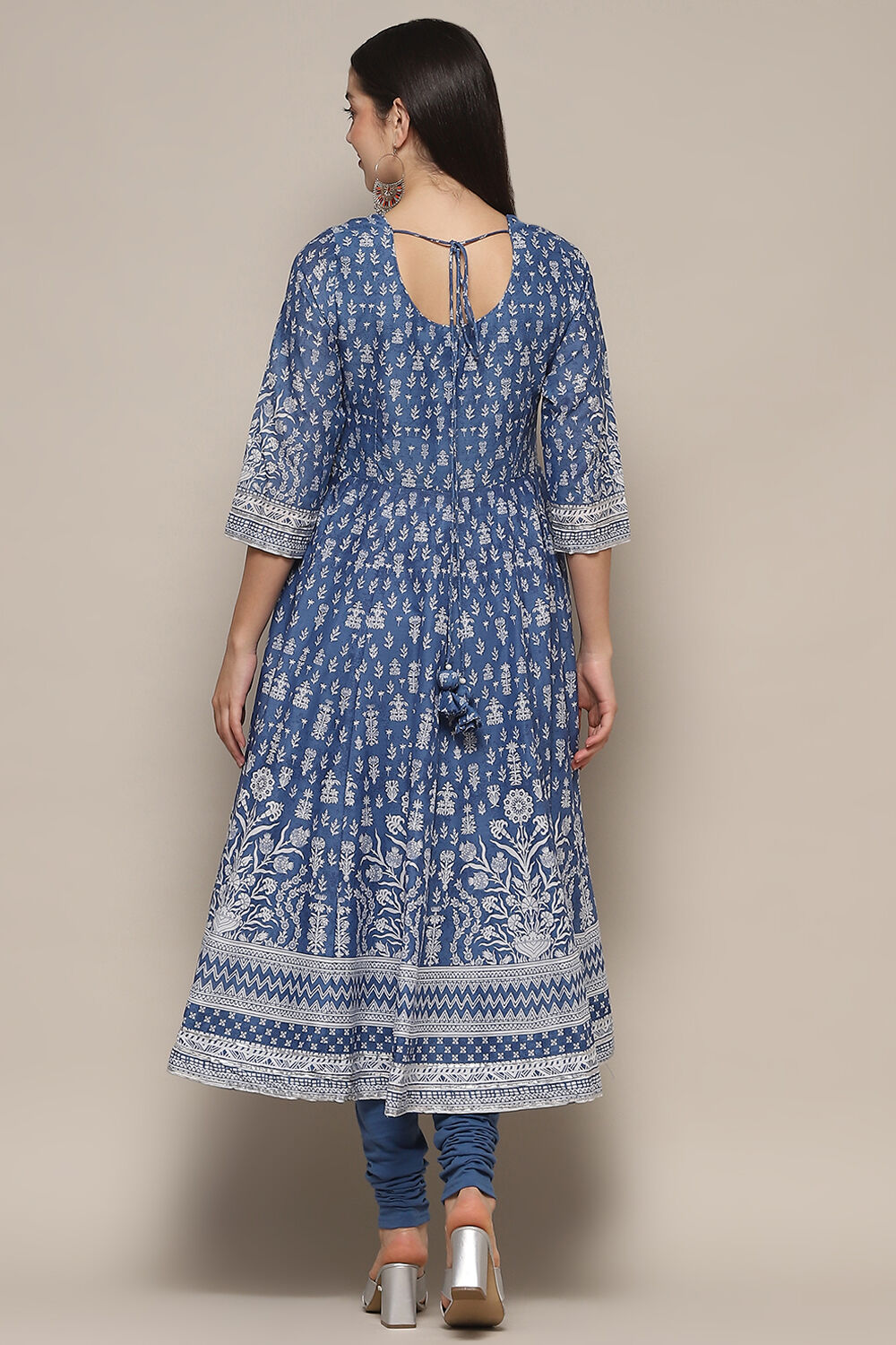 Blue Cotton A-Line Suit Set image number 5