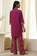 Plum Red Cotton Printed Kurta Set image number 4