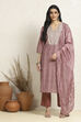 Pink Chanderi Bandhani Printed Unstitched Suit Set image number 1