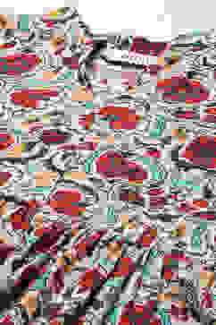 Ecru Rayon Flared Printed Dress image number 1