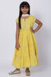 Yellow Cotton Tired Kurta Churidar Suit Set image number 0