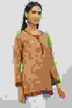 Green Art Silk Straight Printed Kurti image number 3