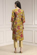 Yellow Floral Printed Straight Kurta image number 3